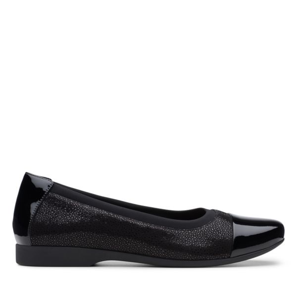 Clarks Womens Un Darcey Cap Flat Shoes Black | USA-1835027